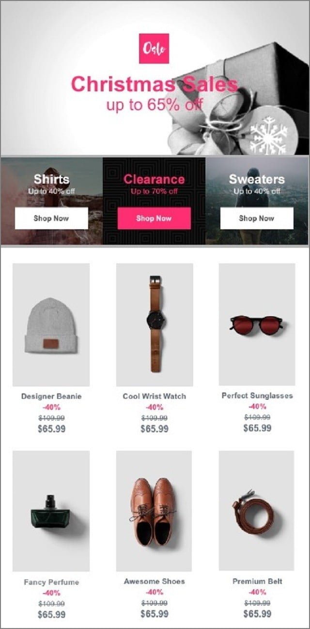 Mailjet Free Christmas Email Template For Fashion Stores