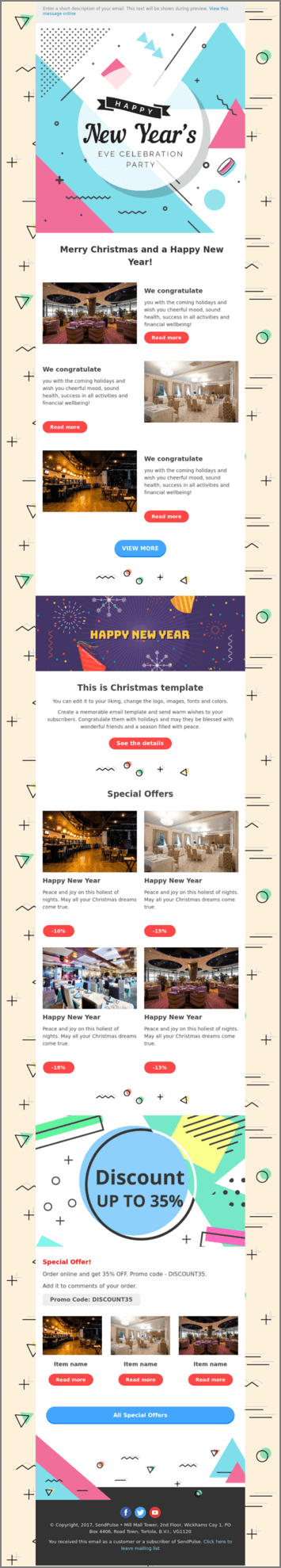 SendPulse Free New Year Email Template
