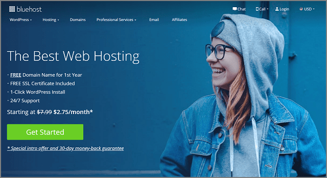 Bluehost Hosting Homepage