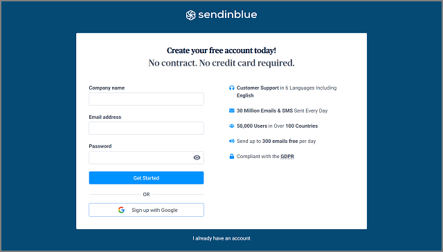 Sendinblue - Sign Up Page