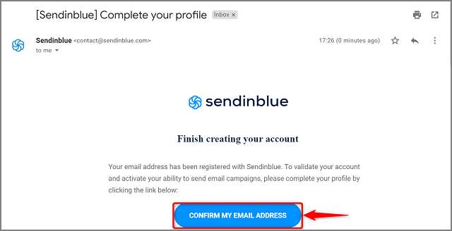 Sendinblue Verification Email