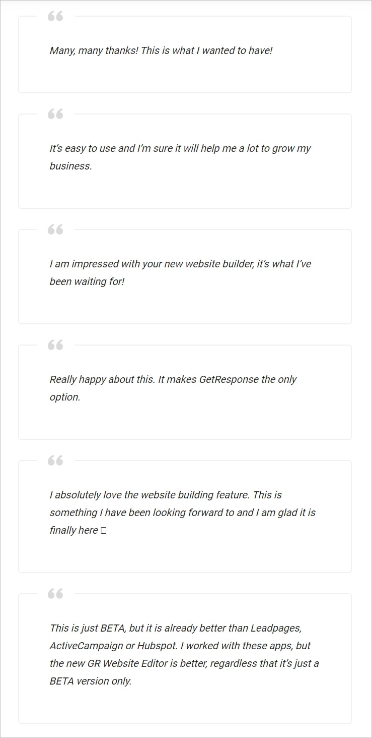 GetResponse Website Builder - Customer Reviews