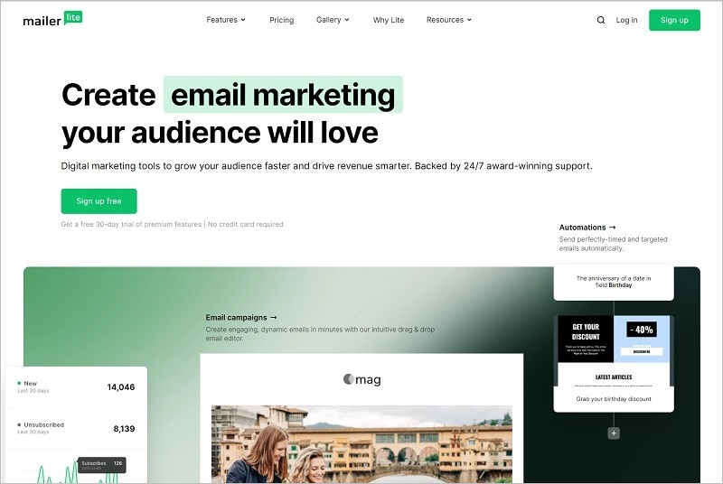 MailerLite - Cheap Flodesk Alternative