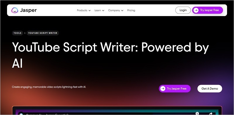 8 Best YouTube Script Generator For Engaging Videos   Jasper YouTube Script Writer 